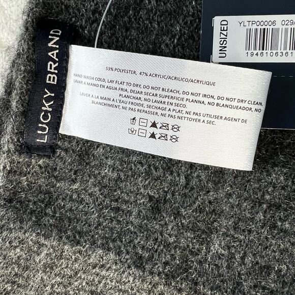 New Unisex Lucky Brand Unsized Scarf/Wrap Solid Brushed Dark Heather Gray - Picture 6 of 6